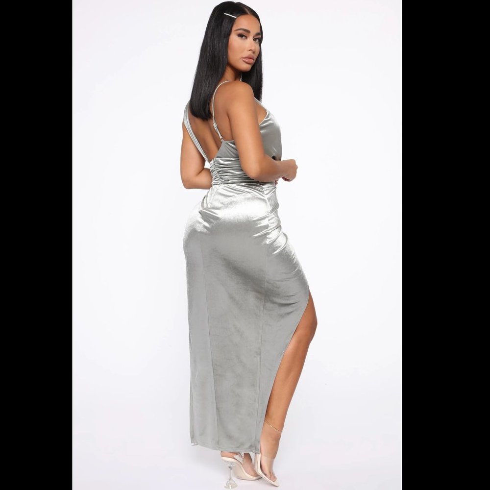 VELVET MAXI DRESS - Picture 4 of 9